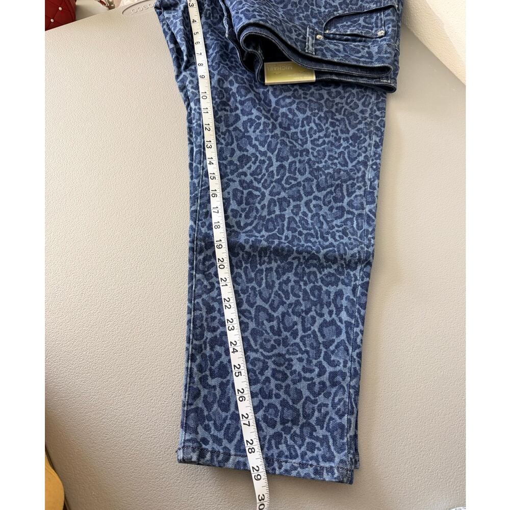 Michael Kors Leopard Print Jeans 22W NWT Blue Animal Denim - Picture 5 of 10